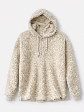 Victoria Secret PINK Sherpa Teddy 1/4 Zip Hoodie Cream Cozy Lounge Small